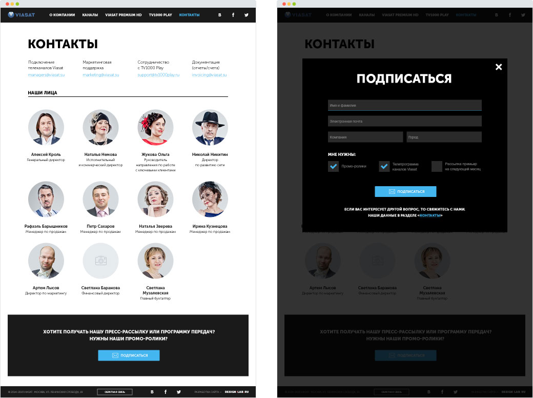 Внутренние страницы Viasat