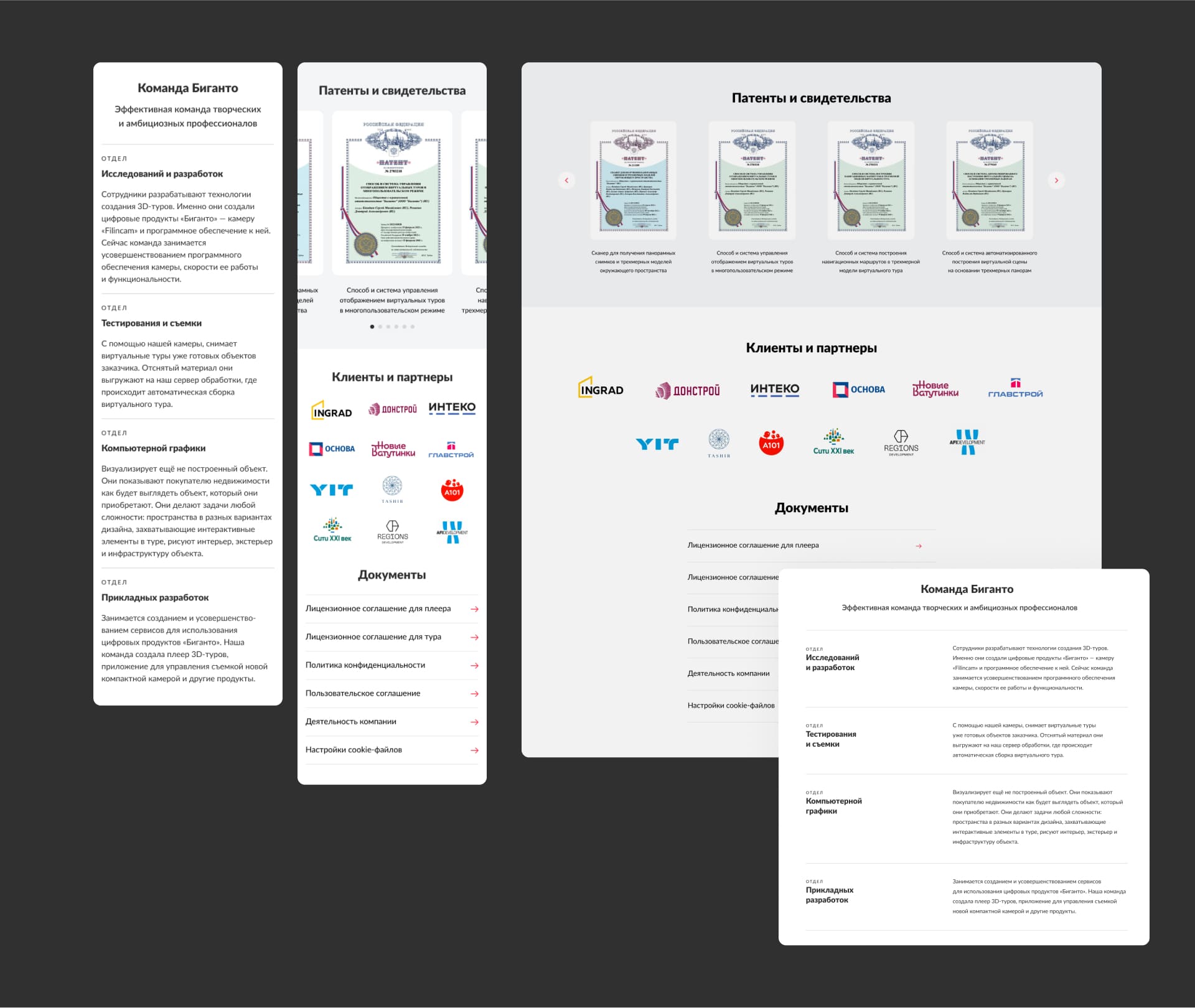 Биганто. Патенты и свидетельства